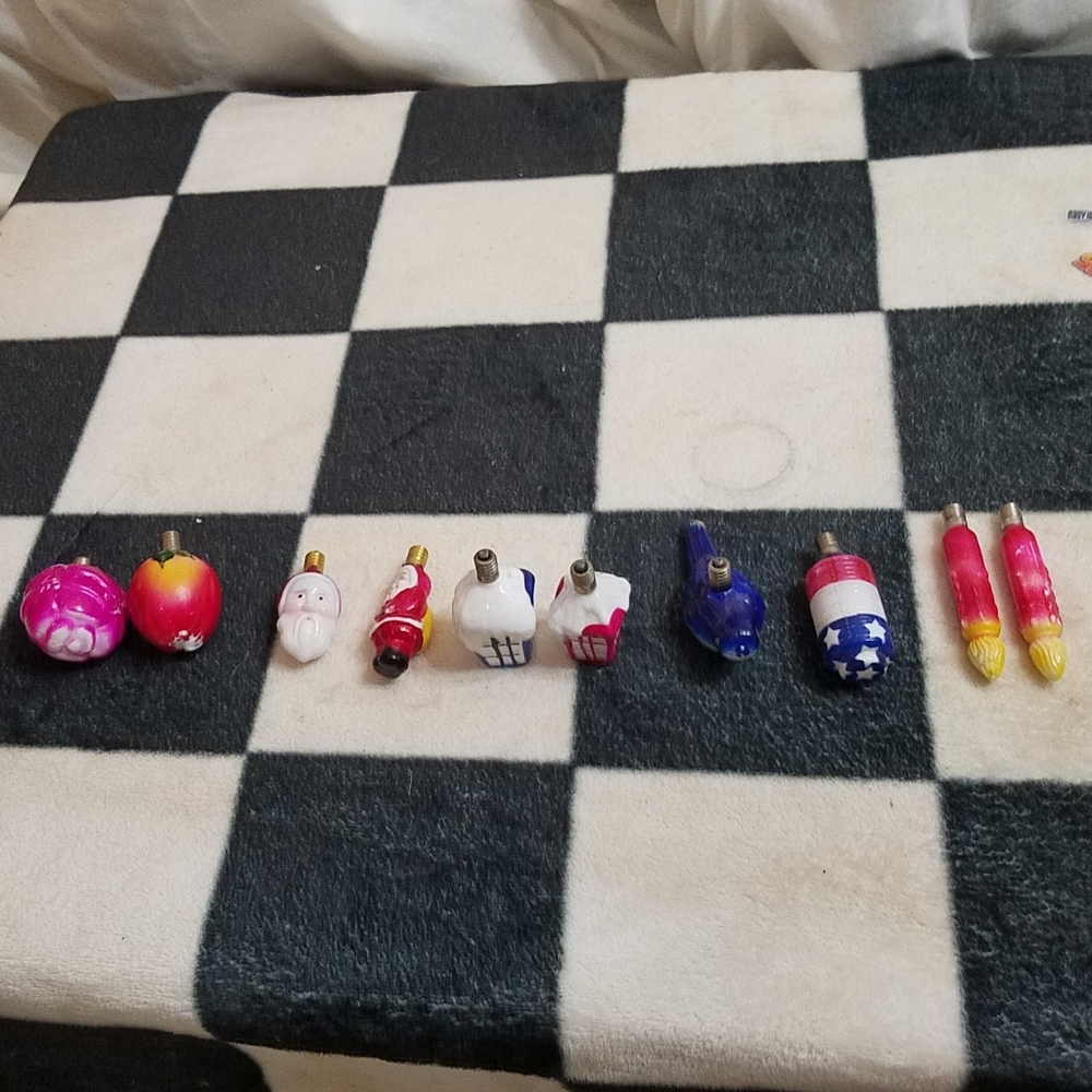 Antique Handpainted Christmas Figurine Light Bulbs